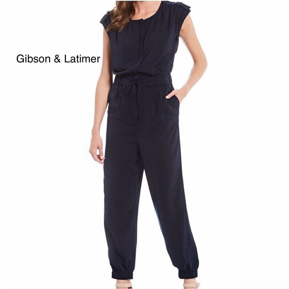 Gibson & Latimer Navy Cinched Waist Jumpsuit XXL
